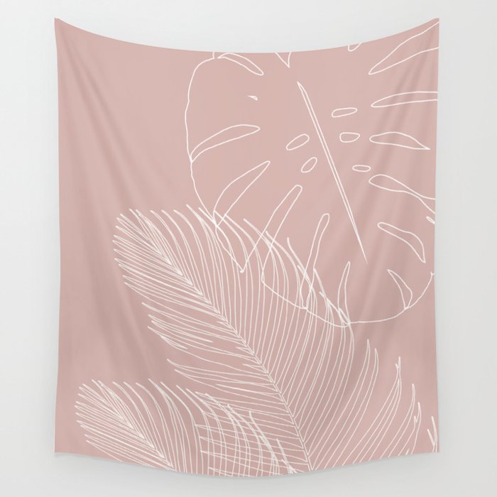 Monstera Palm Leaves Finesse Line Art #5 #tropical #decor #art #society6 Wall Tapestry