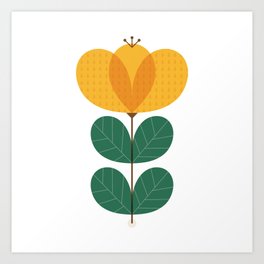 Scandi yellow poppy Art Print