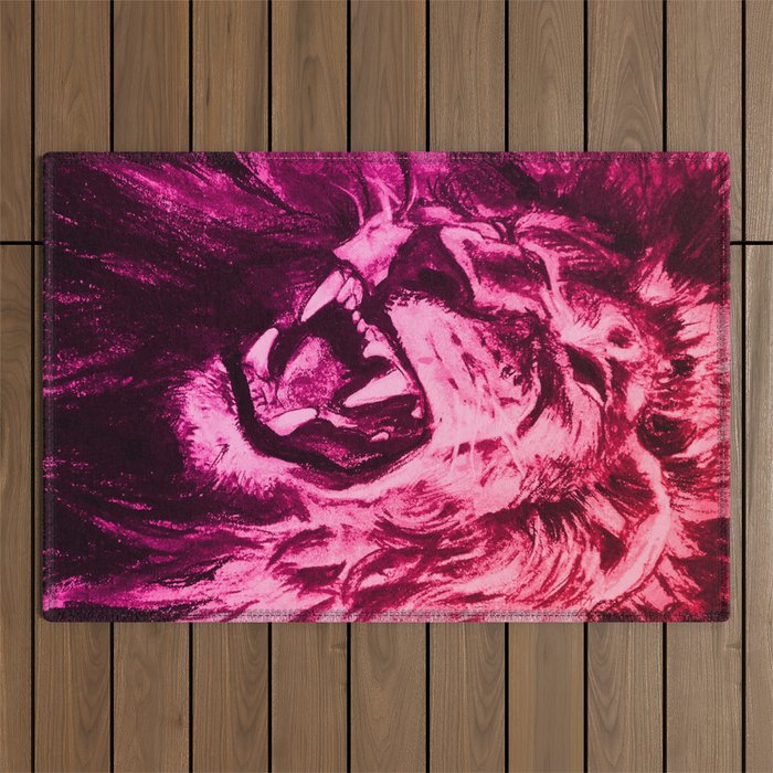 Panthera Leo Carboneum - Pink Outdoor Rug