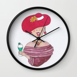 Lady in Red Hat Celebration Wall Clock