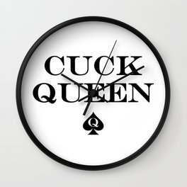 Queen of spades cuckold or hotwife logo with cuck text Wall Clock