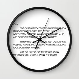 Sammi Anonymous letter to sam Wall Clock