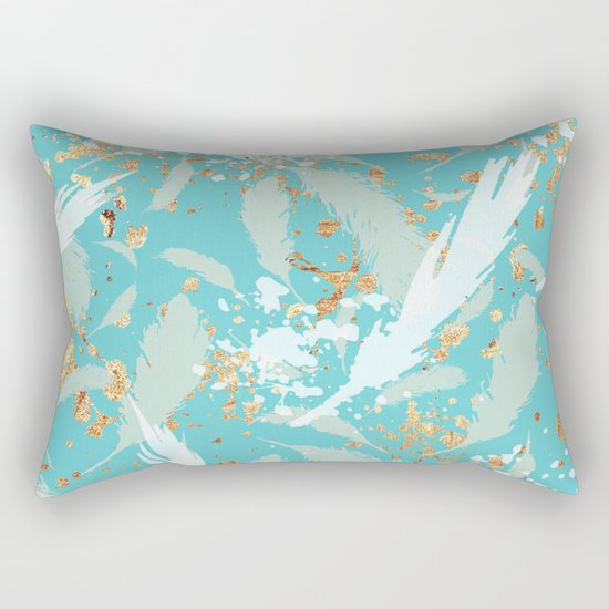 Feather peacock peach mint #2 Rectangular Pillow