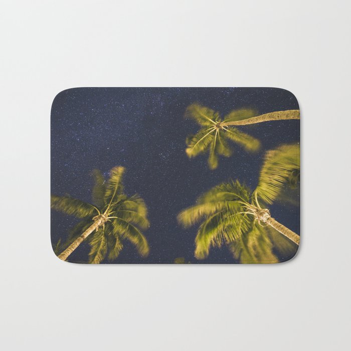 Palm trees at night against starry sky Bath Mat