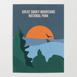 Quiet Night And Mountain Chain: Some Few Highlights Of The Great Smoky Mountains Poster
