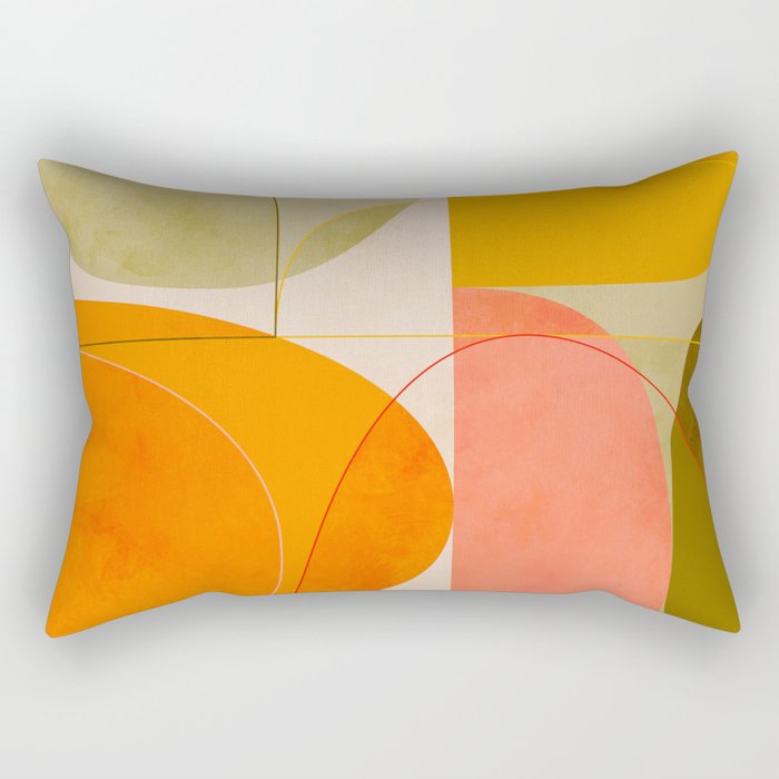 mid century geometric lines curry blush spring Rectangular Pillow