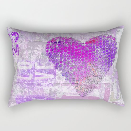 Pink heart mixed media art Rectangular Pillow
