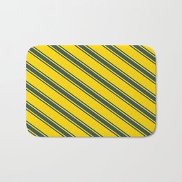 [ Thumbnail: Yellow & Dark Slate Gray Colored Lines Pattern Bath Mat ]
