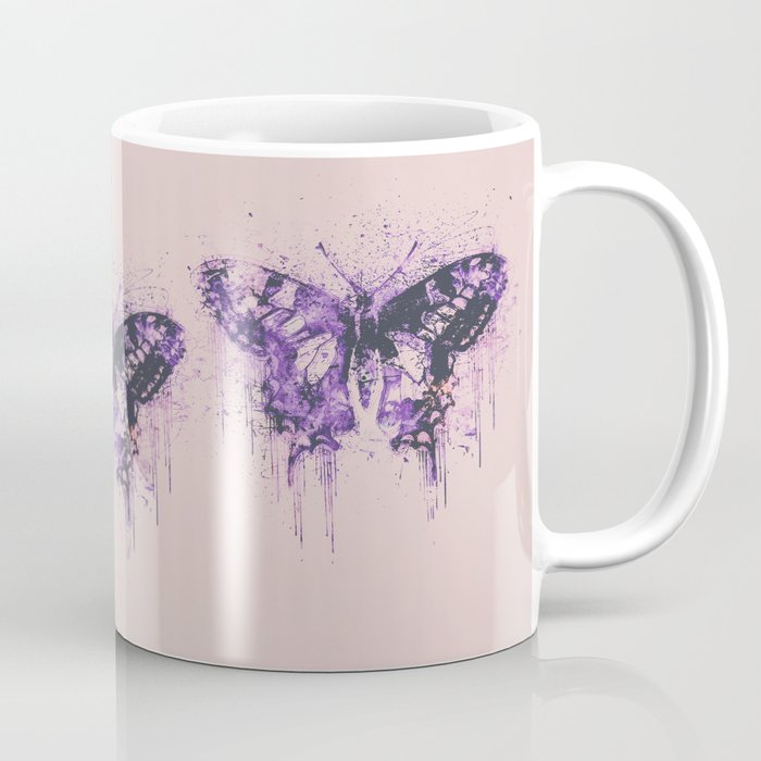 Artsy Butterfly Mixed Media Art  pastel pink and purple Coffee Mug