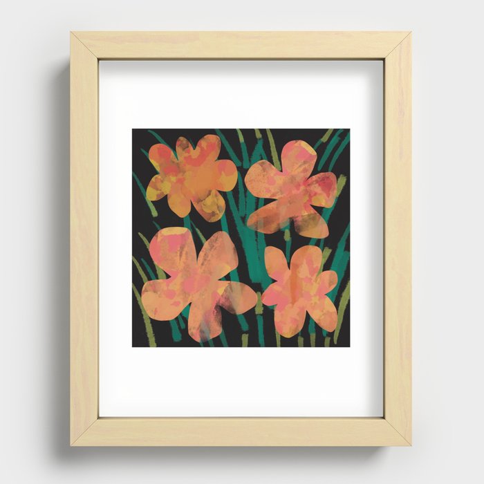 Scandinavian floral pattern watercolor 03 Recessed Framed Print