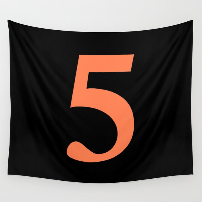 5 (CORAL & BLACK NUMBERS) Wall Tapestry