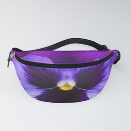 LARGE PURPLE-LILAC COLOR SPRING PANSY ON GOLD ART Fanny Pack
