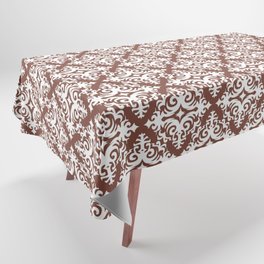 Damask (White & Brown Pattern) Tablecloth