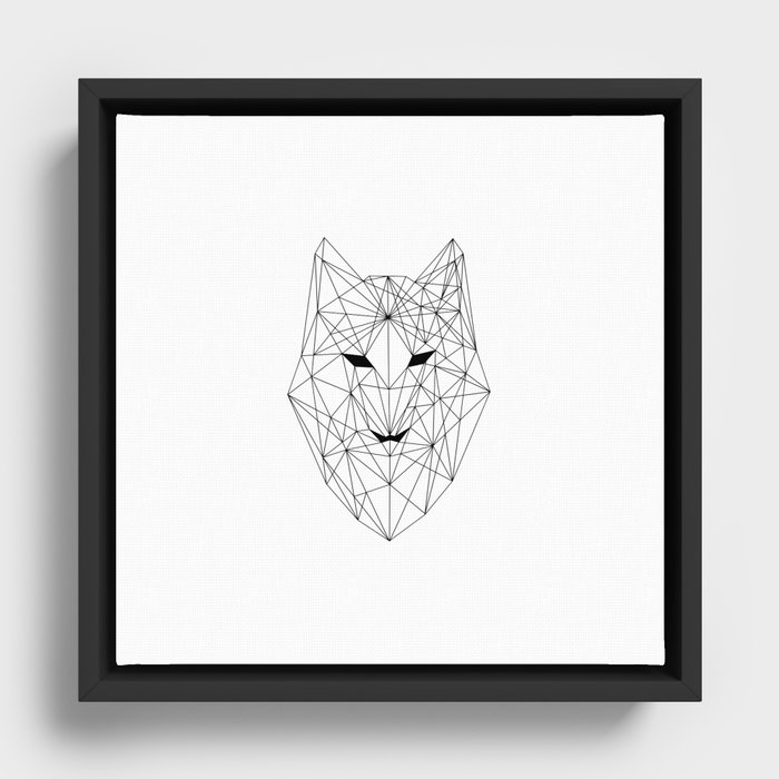 geometric wolf Framed Canvas