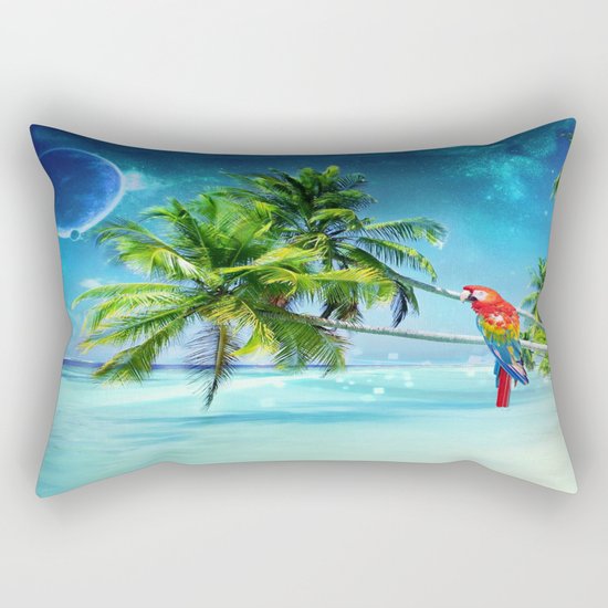 Parrot in the beach Rectangular Pillow