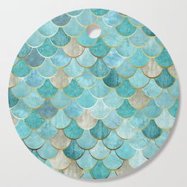 Moroccan Mermaid Fish Scale Pattern, Aqua,Teal Cutting Board