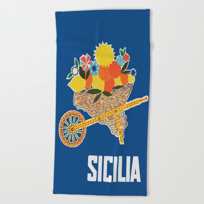 Sicilia - Sicily Italy Vintage Travel Beach Towel