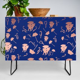 Mushrooms rose gold and blue Credenza
