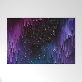Ultra Violet Glitch Galaxy Welcome Mat