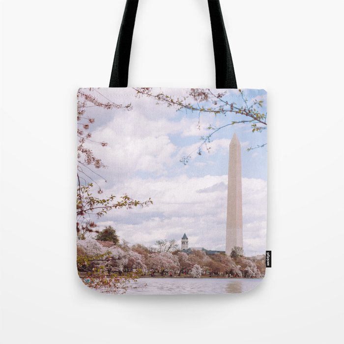Washington DC Cherry Blossoms - Washington Monument Tote Bag
