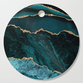 Teal Blue Emerald Marble Landscapes Cutting Board
