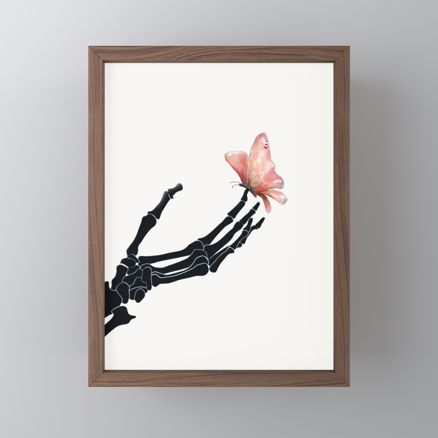 Butterfly On Skeleton Hand Framed Mini Art Print By Nadja1 Society6