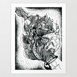 Flem Art Print | Tangle, Illustration, Line, Drawing, Ink Pen, Abstract, Hatching 