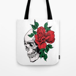 Dead Skull Girl Flower Tote Bag