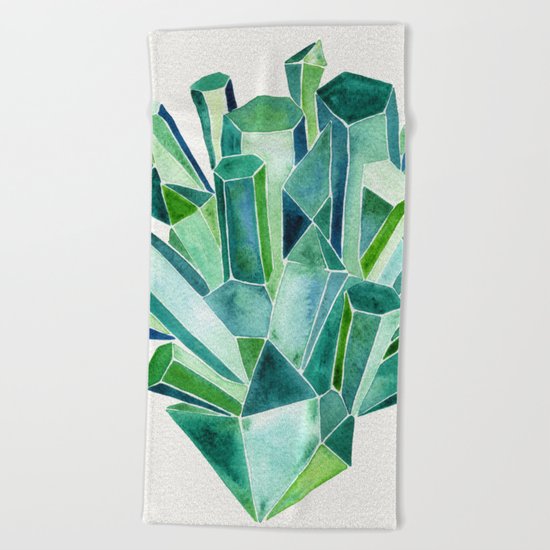 Emerald Watercolor Beach Towel