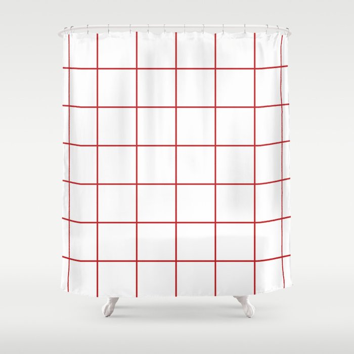red grid Shower Curtain