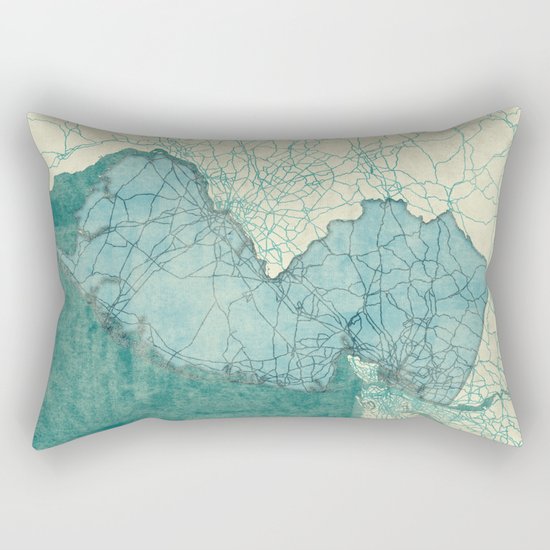 New Jersey State Map Blue Vintage Rectangular Pillow