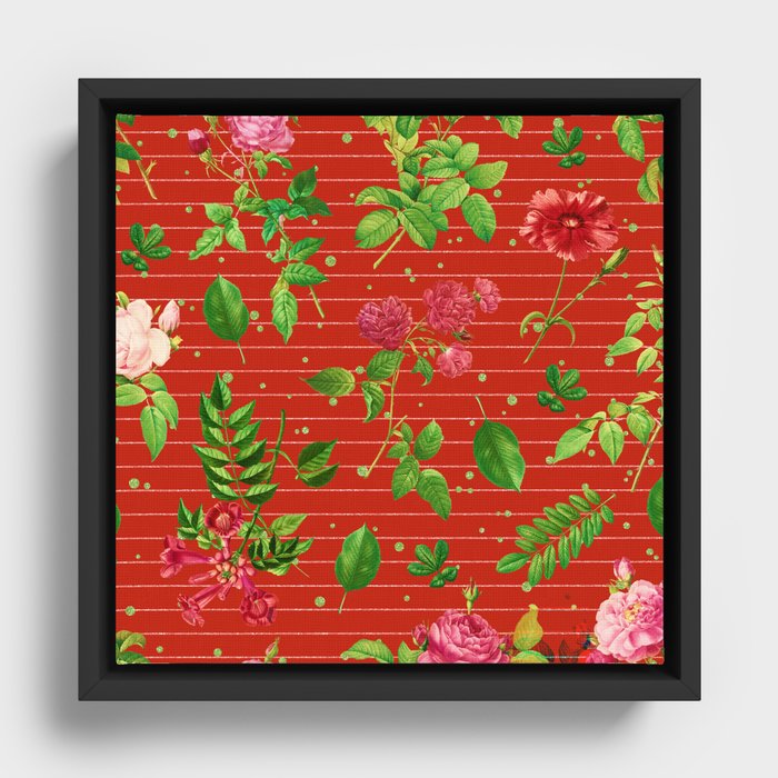 Floral Garden Design Patterns Framed Canvas