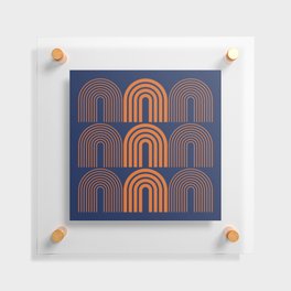 Geometric Shape Patterns 11 in Navy Blue Orange (Rainbow) Floating Acrylic Print