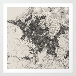 Sapporo - Japanese City Map - Black and White Art Print
