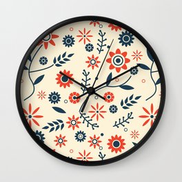 Flowers Pattern Vintage. Wall Clock