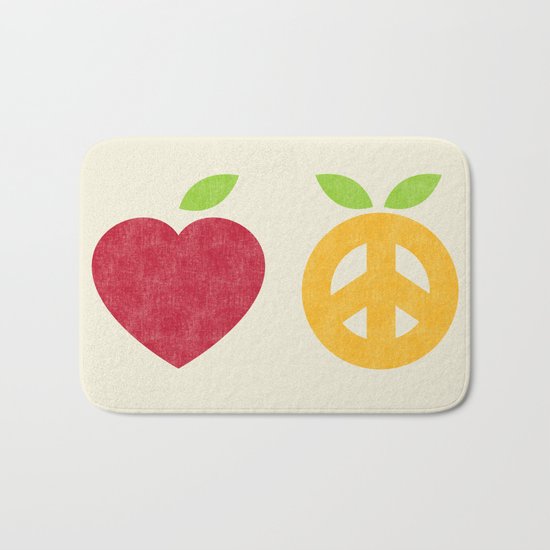 Apple and Orange - Love and Peace Bath Mat