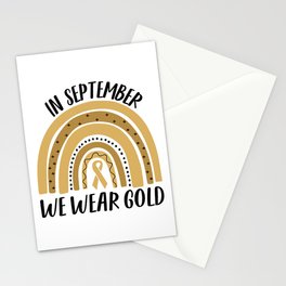  In September We Wear Gold - Gold Rainbow Childhood Cancer Awareness Stationery Card