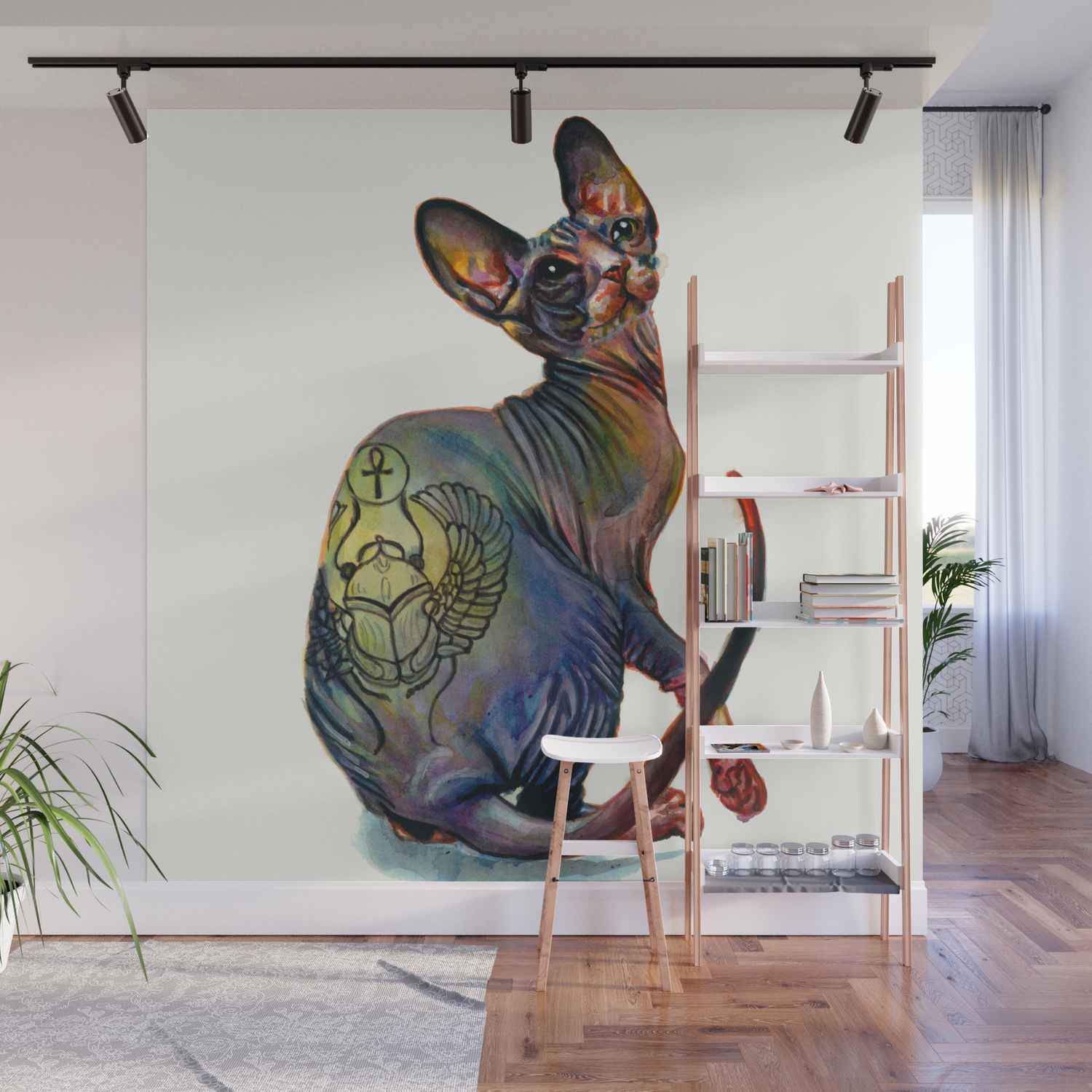 Tattooed Sphynx Cat Wall Mural By Umantsiva Society6