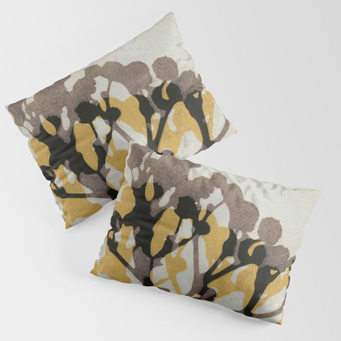 Echoes of Gypsophila / Yellow & Brown Pillow Sham