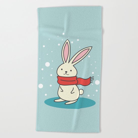 Winter Rabbit Beach Towel