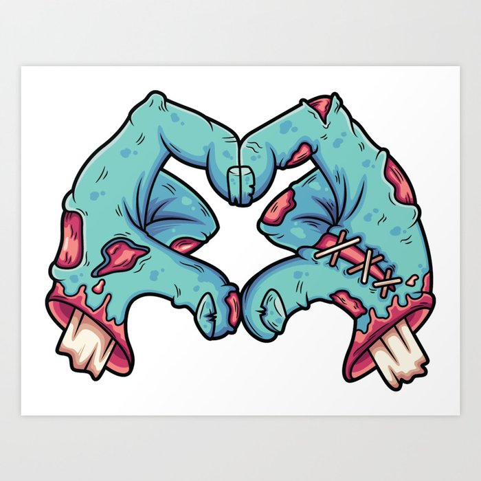 Zombie hand with love Art Print by Jogo Hadi Susanto | Society6