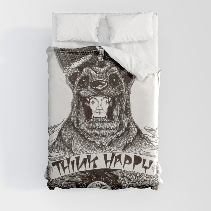 'Think Happy Bear' Duvet Cover