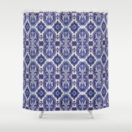 Portuguese Tiles Azulejos Blue White Pattern Shower Curtain