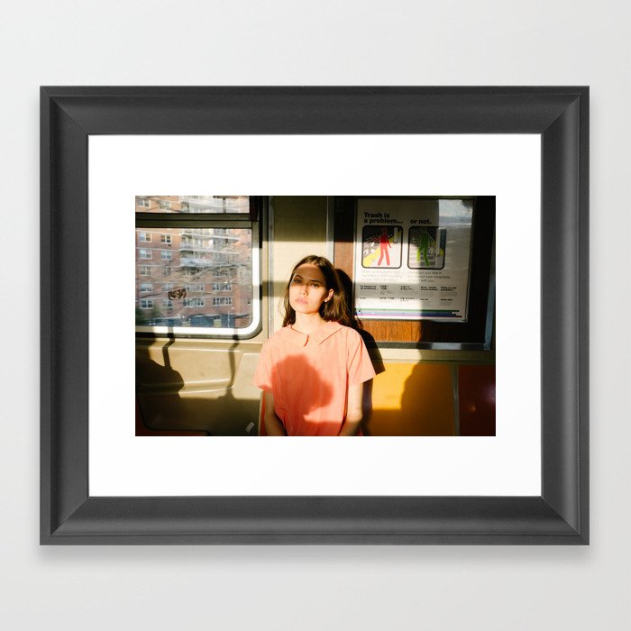 Girl on train Framed Art Print