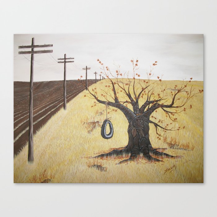 Tire Swing Old Tree And Swing Painting Canvas Print By Fas925