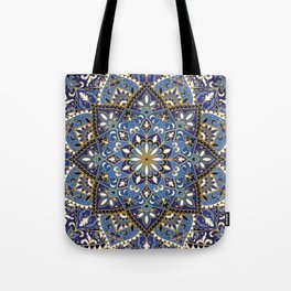 Ornamental Ethnic Bohemian Pattern XII Cobalt Gold Tote Bag