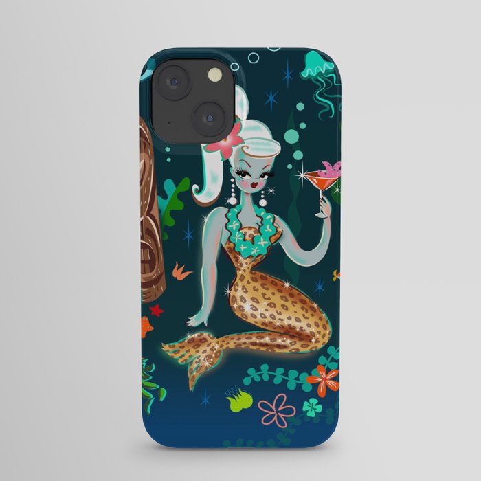 Blonde Leopard Martini Mermaid iPhone Case