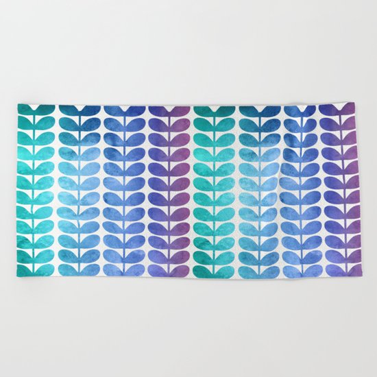 Colorful Leaves from Turquoise to Levender Beach Towel