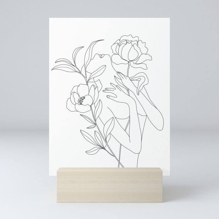 Minimal Line Art Woman With Peonies Mini Art Print By Nadja1 Society6,Easy Dog Tricks Step By Step