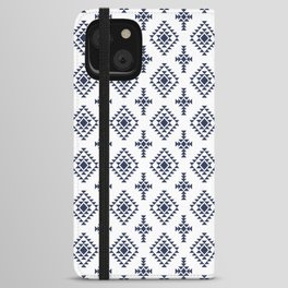 Navy Blue Native American Tribal Pattern iPhone Wallet Case